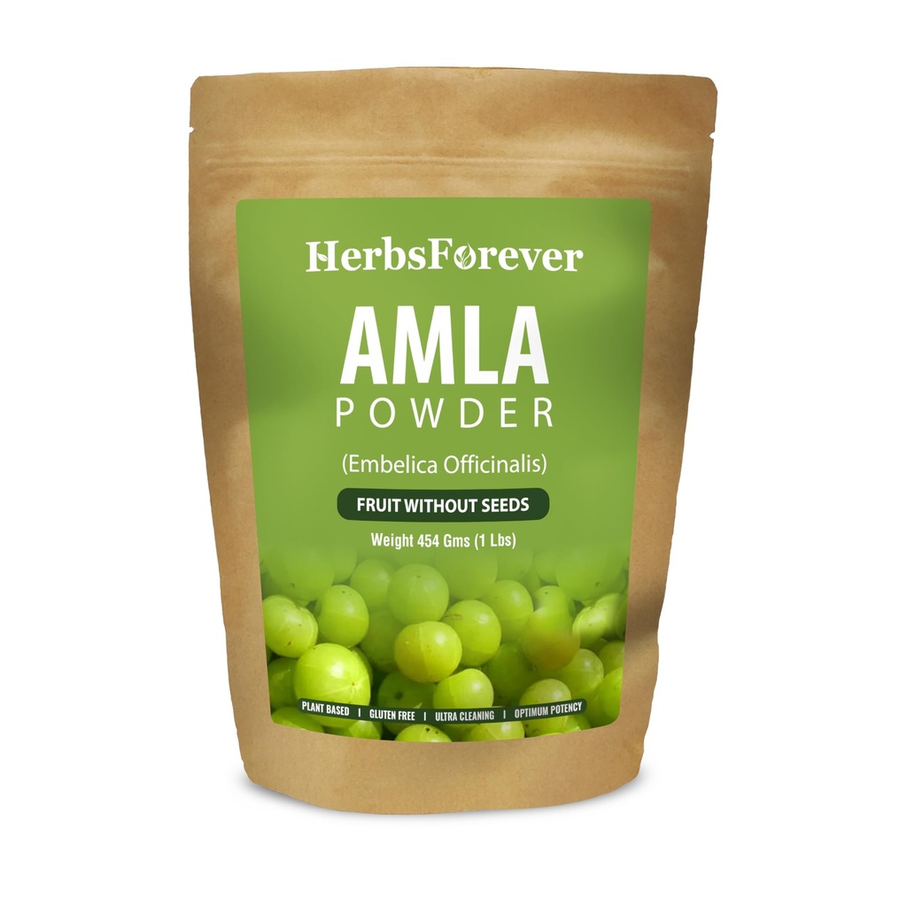 Herbsforever Amla אבקה | Phyllanthus Emblica, ויטמין C & Antioxidants, תומך חסינות בריאה, Non-GMO, טבעוני, 454 GMS | מזון סופר טבעי עבור בריאות יומית