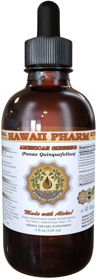 הוואי Pharm American Geneseng נוזל לחלץ, ג'ינסנג (Panax Quinquefolius) Dried Root Tincture תוסף 4 oz