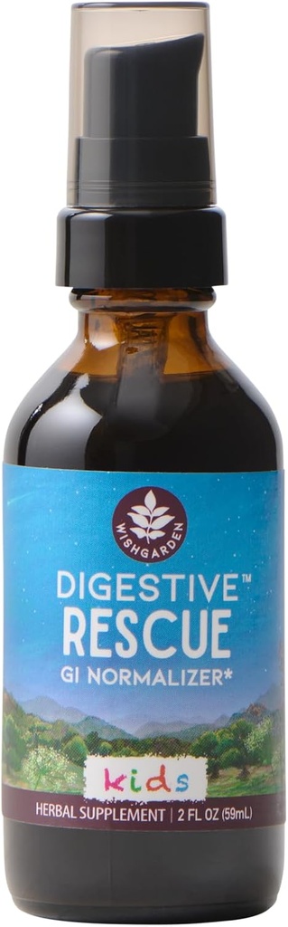 WishGarden Herbs Digestive Rescue for Kids - Plant-based Herbal & Organic Digestive Relief Tincture with Peppermint Leaf, ג'ינג'ר Root & Fennel Seed, Quickly Soothesive Tummy Discomforts, 2ozozose