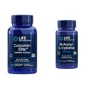 Life Extension Curcumin Elite Turmeric Extract & N-Acetyl-L-Cysteine (NAC), Immune, Respiratory, Liver Health, NAC 600 מ"ג, תמיכה נוגדת חמצון, Free-radicals, Easy to Absorb, 60 קפסולות