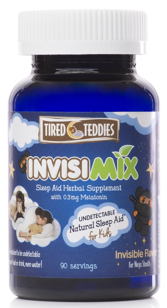 InvisiMix Low Dose Melatonin 300 mcg - אבקת ללא טקסט חסר טעם נוזל Mix-in לילדים בגילאי 2+, 90 משרתים