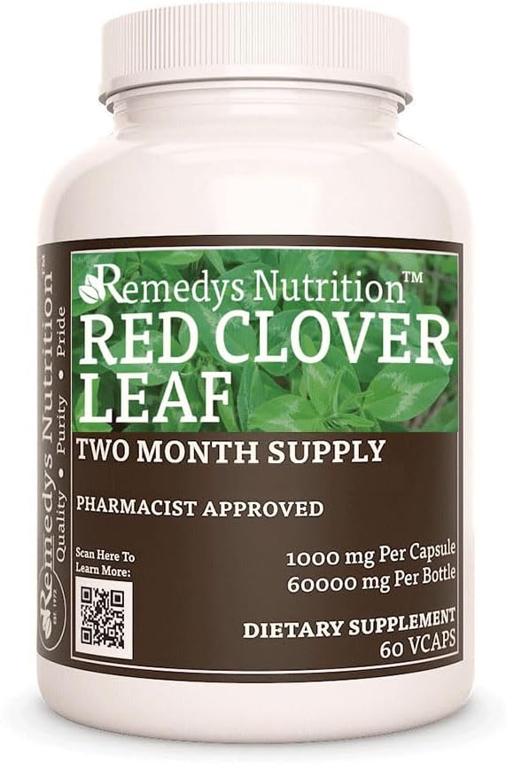תזונה של Remedy Red Clover Leaf | 1000 מ"ג, 60 קפסולות טבעוניות Herbal Dietary