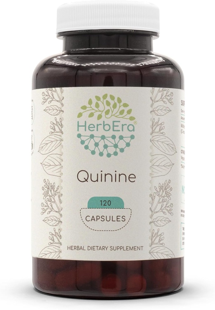 HerbEra Quinine 120 קפסולות, 1000 מ"ג, Wildated Quinine (C אינץ'ona officinalis) Dried Bark (120 קפסולות)