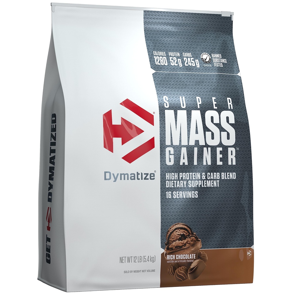 Dimatize Super Mass Gainer חלבון אבקה, שוקולד עשיר, 52 גרם חלבון, 1g Creatine, 1280 קלוריות, 10.7g BCAAs, 245g Carbs, מכיל אבקת חלבון Whey, Isolate, ו CASEIN 16 משרתים)