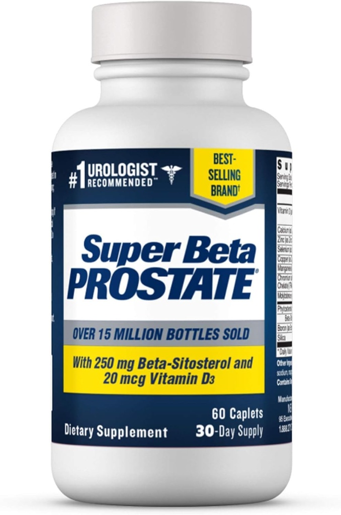 SUPER BETA PROSTATE PROSTATE PROSTATE OF Men - צמצום נסיעות האמבטיה, קידום השינה, Better Bladder ריקה & בריאות Prostate, Beta Sitosterol - 60 Count (Pack of 1)