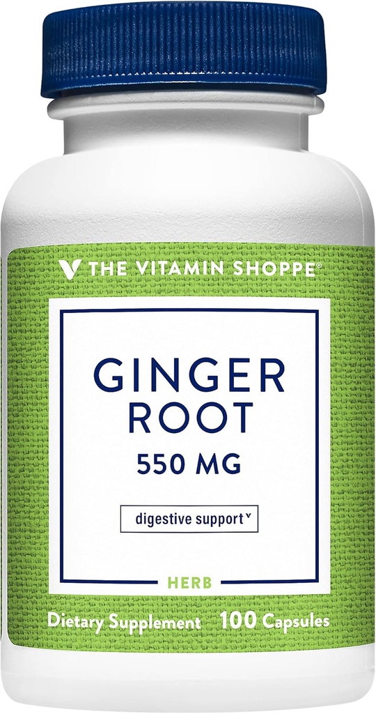 ויטמין Shoppe ג'ינג'ר Root 550MG, Whole Herb תוסף אשר תומך Digestion & Soothing (100 קפסולות)
