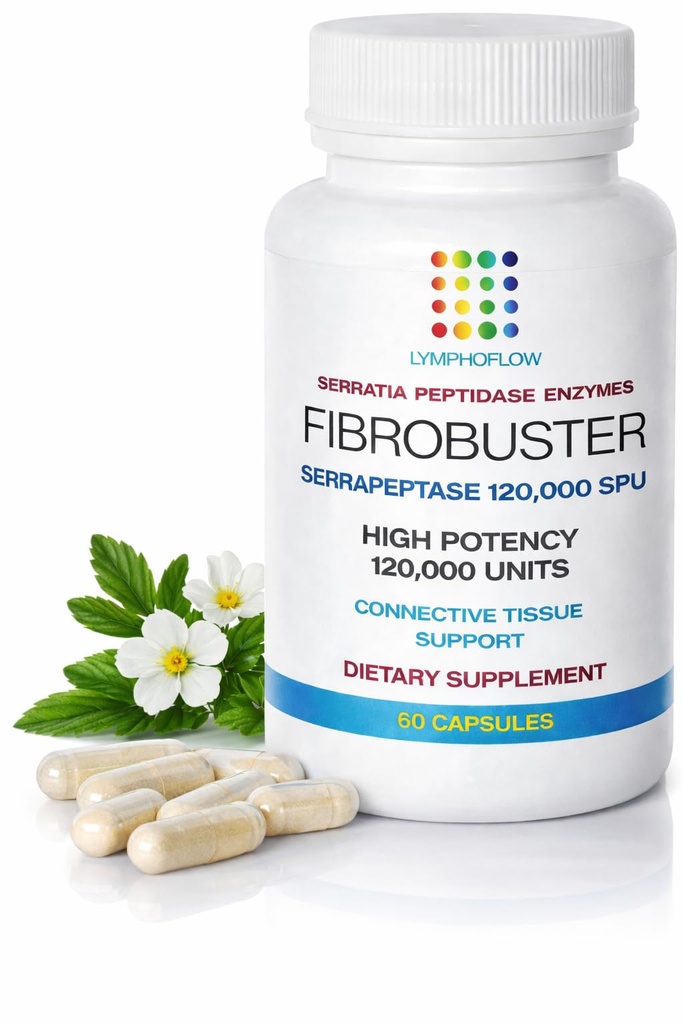 Bruizex FibroBuster Serrapeptase Proteolytic Enzymes 120,000 SPU I Fibrosis Care, Scar & Keloid Removal תוספת לאחר 360 lipo, BBL, Liposuction, Tummy Tuck I Recovery & Immune תמיכה I 60 caps caps caps caps