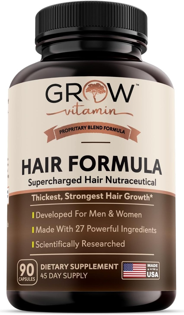 לגדל ויטמין All in One Hair Formula for Men & Women - Advanced Hair Formula כולל Biotin, Saw Palmetto, DHT Blocker & Trace מינרלים - תוספת שיער לשיער, עור וציפורים - 90 קפסולות