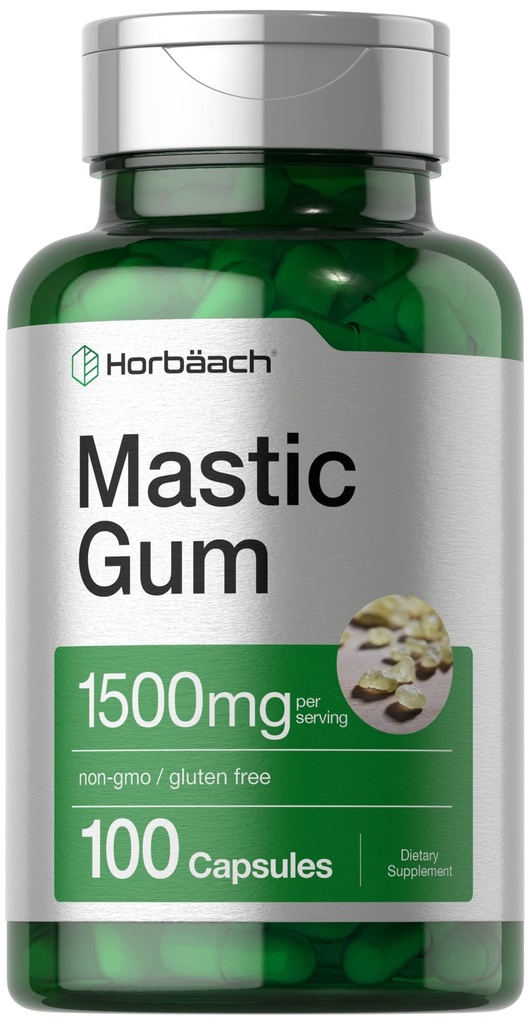 Horbäach Mastic Gum | 1500mg | 100 קפסולות | Non-GMO &ten Glu תוסף חינם