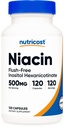 חומרים מזינים ניקוטין (Flush-Free) Inositol Hexanicotinate 500 מ"ג, 120 קפסולות, ויטמין B3