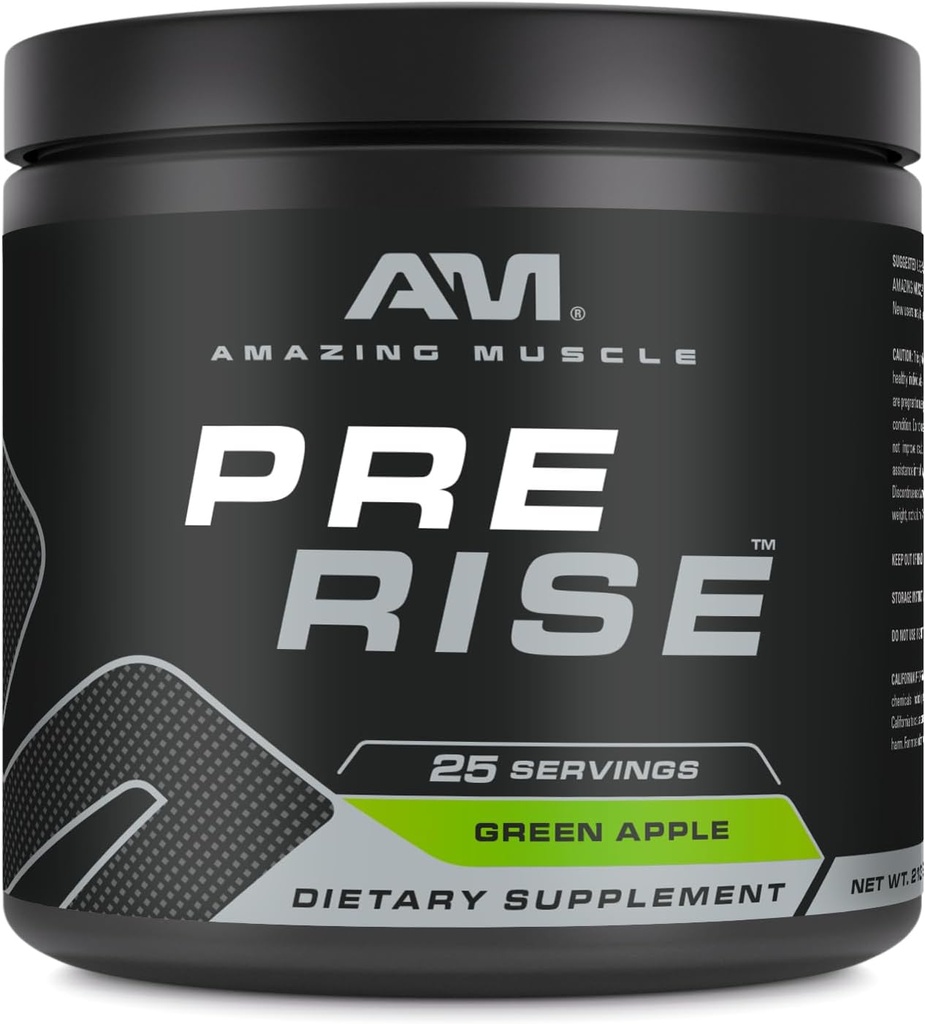 שריר מדהים לקום | תוספת של אבקת Pre-Workout עם Caffeine & Beta-Alanine עבור גברים ונשים | 25 משרתים (25 משרתים, גרין אפל)