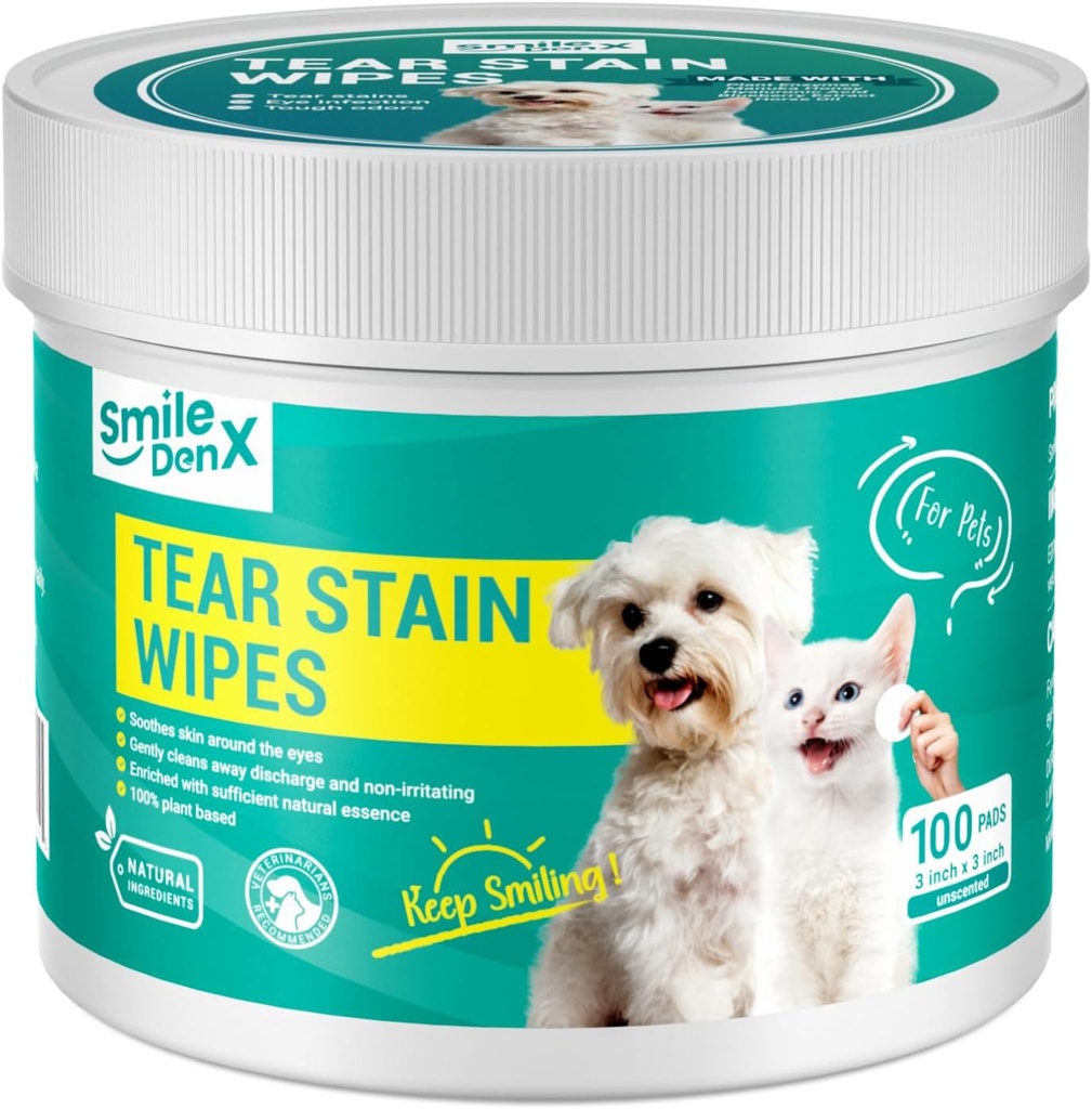 כלב עין Wipes, Gentle Eye Wipes for Dogs & Cats, Pet Eye ניקויer Wash מסיר את המטען, Crust, Debris ו Gunk (100, Unscent)