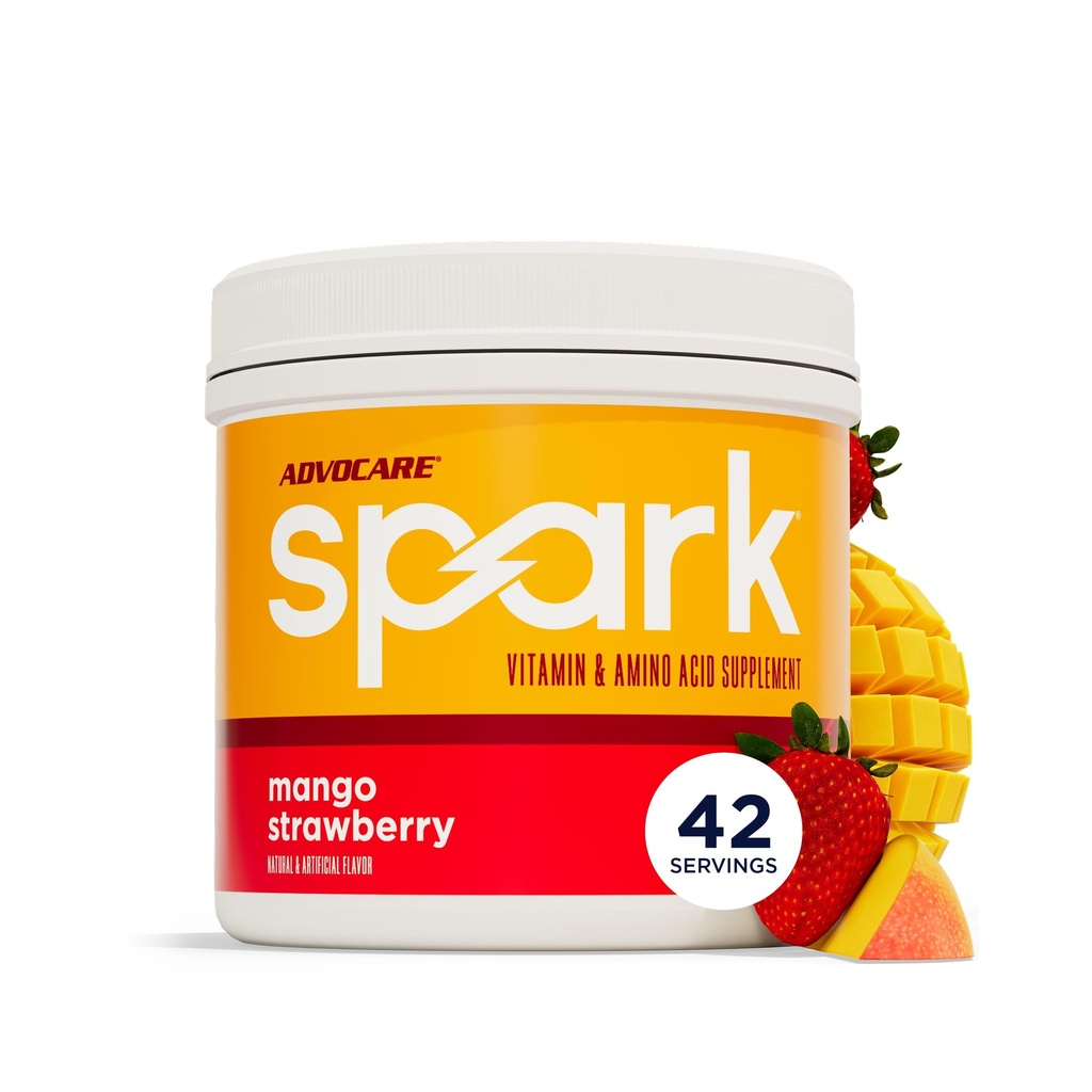 AdvoCare Spark - Energy Drink - ויטמין & Amino Acid תוסף - תומך אנרגיה & Focus - Portable Immune Support - Sugar-Free - מנגו סטרוברי (10.5 oz)