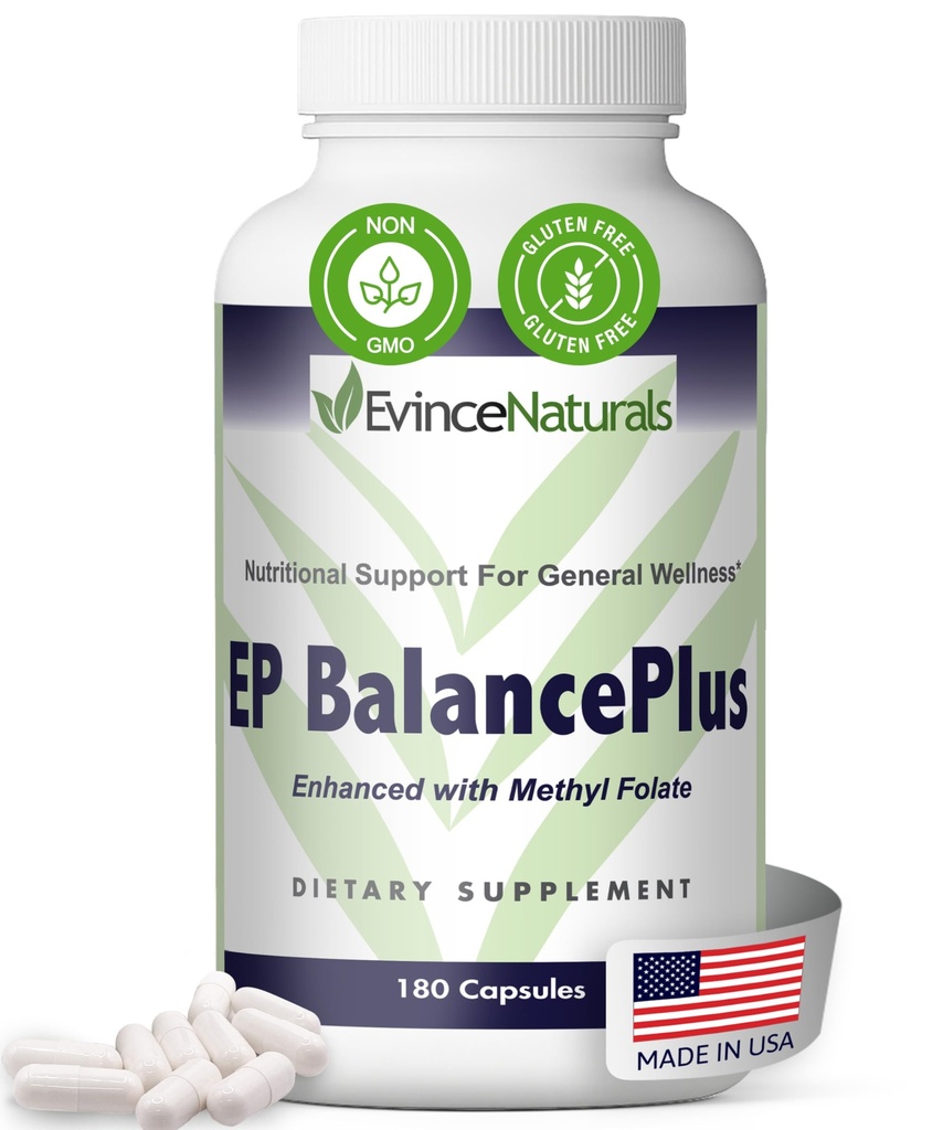 EP BalancePlus Multivitamin למבוגרים - Multivitamin עבור גברים ונשים עם ויטמינים ומינרלים - Methyl Folate & Amino Acids לתמיכה תזונתית - כללי בריאות, 180 קפסולות