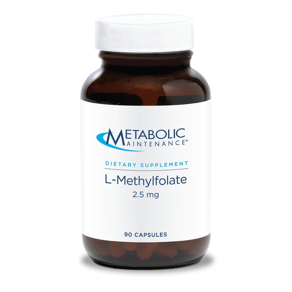תחזוקה מטאבולית L-Methylfolate 2.5 מ"ג - L Methyl Folate, Methylfolate תוספת לנשים וגברים, methylated ויטמין B9 (5-MTHF) לבריאות המוח, פוקוס ו Calm - 30 קפסולות (Pack of 1)