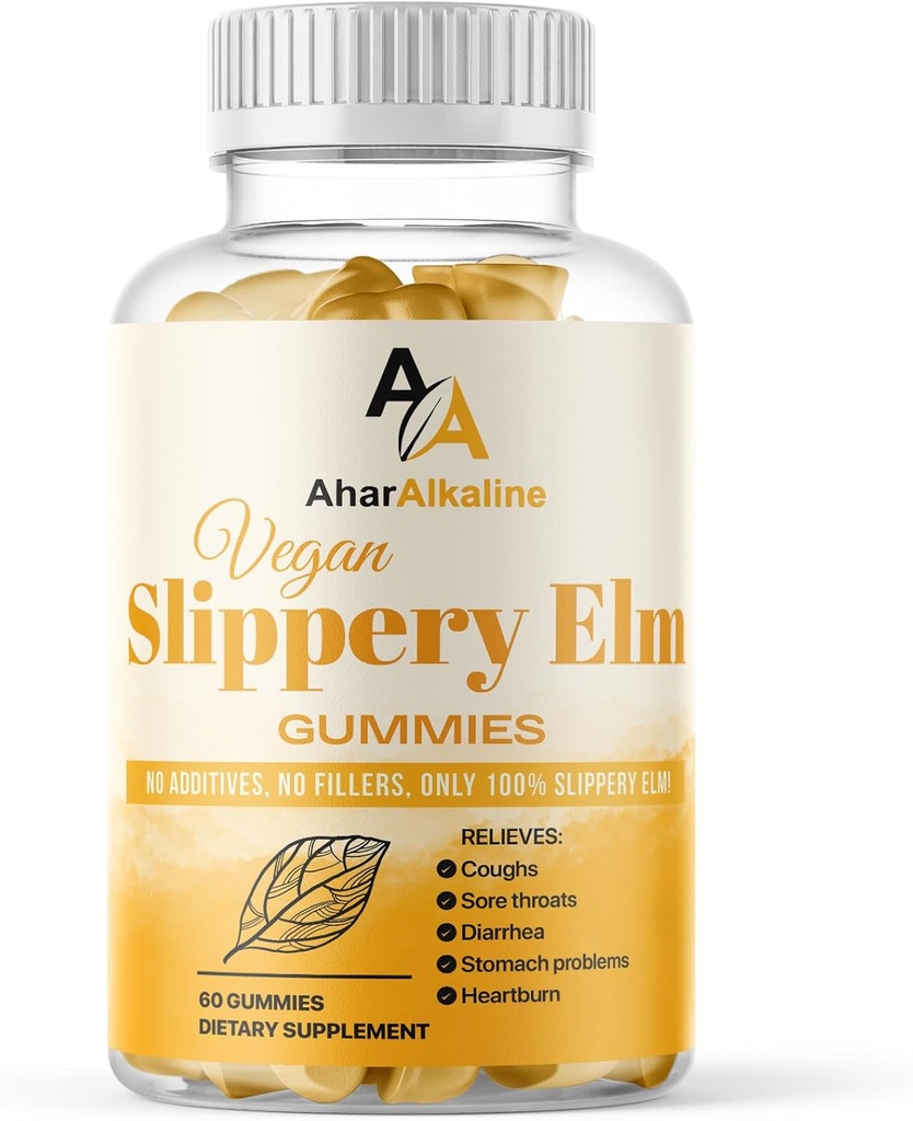 Slippery Elm Gummies, תוספת עבור גרון Sore ו Digestion, פרי פלאמורד, 60 הרוזן (Pack של 1)
