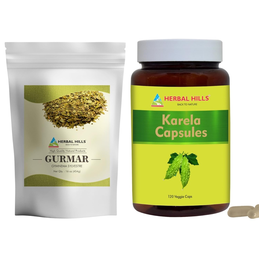 HerBAL HILLS גורמאר אבקת תה וקרלה קפסולות Pack של 2 Combo