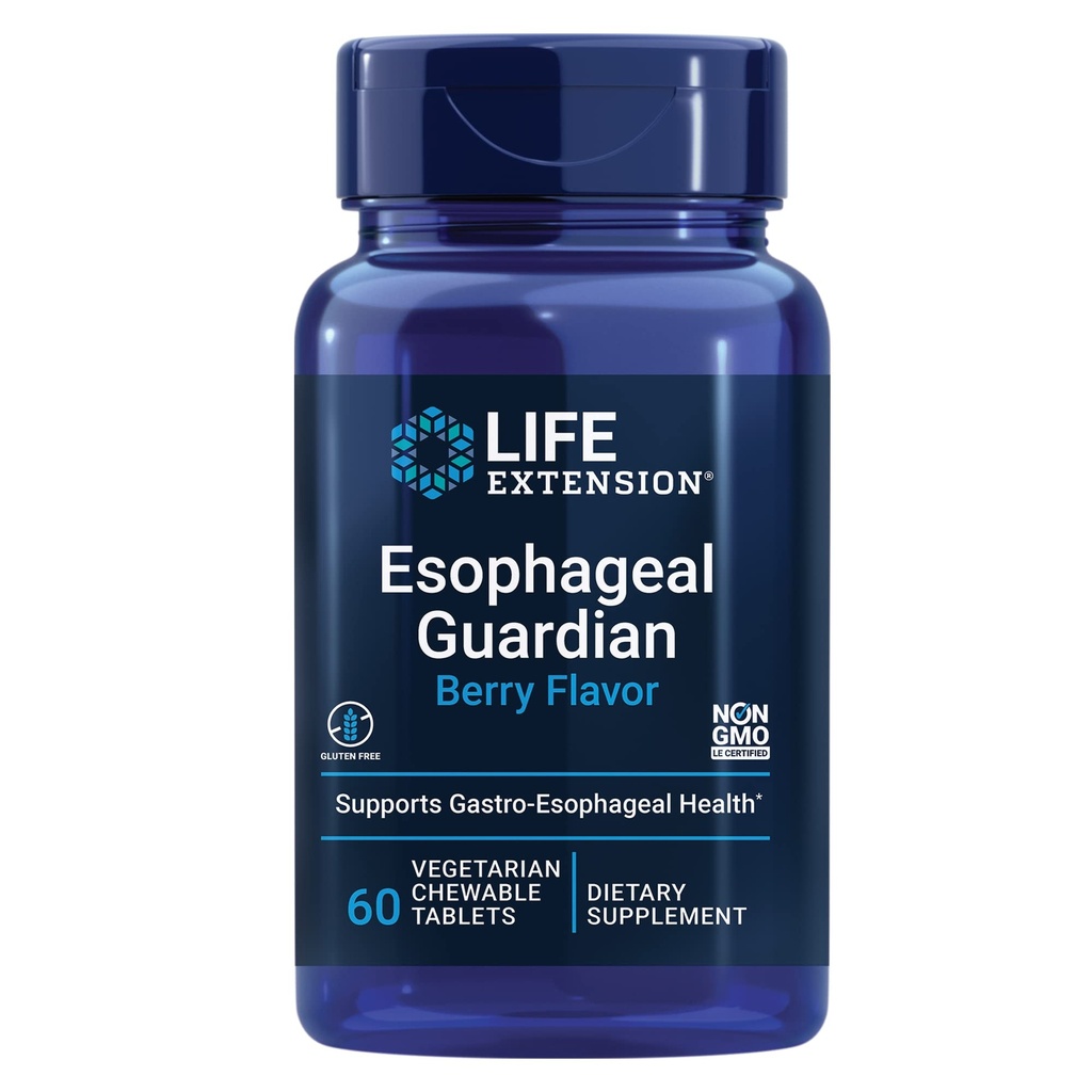 תוחלת החיים הרחבה Esophageal Guardian, alginic Acid, Potassium Bicarbonate, לקבל סיוע ארוך-אחרונה מ Distress קיבה, Vegetarian, non-GMO, Gluten-Free, 60 טבליות ללעיסה צמחונית
