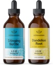 HerBAMAMA Herbal Liquid טיפות Kit - Bundle של Sting Nettle & Dandelion Root Tincture 4 oz - טבעוני, non-GMO, Sugar & אלכוהול חינם - 2 Pack