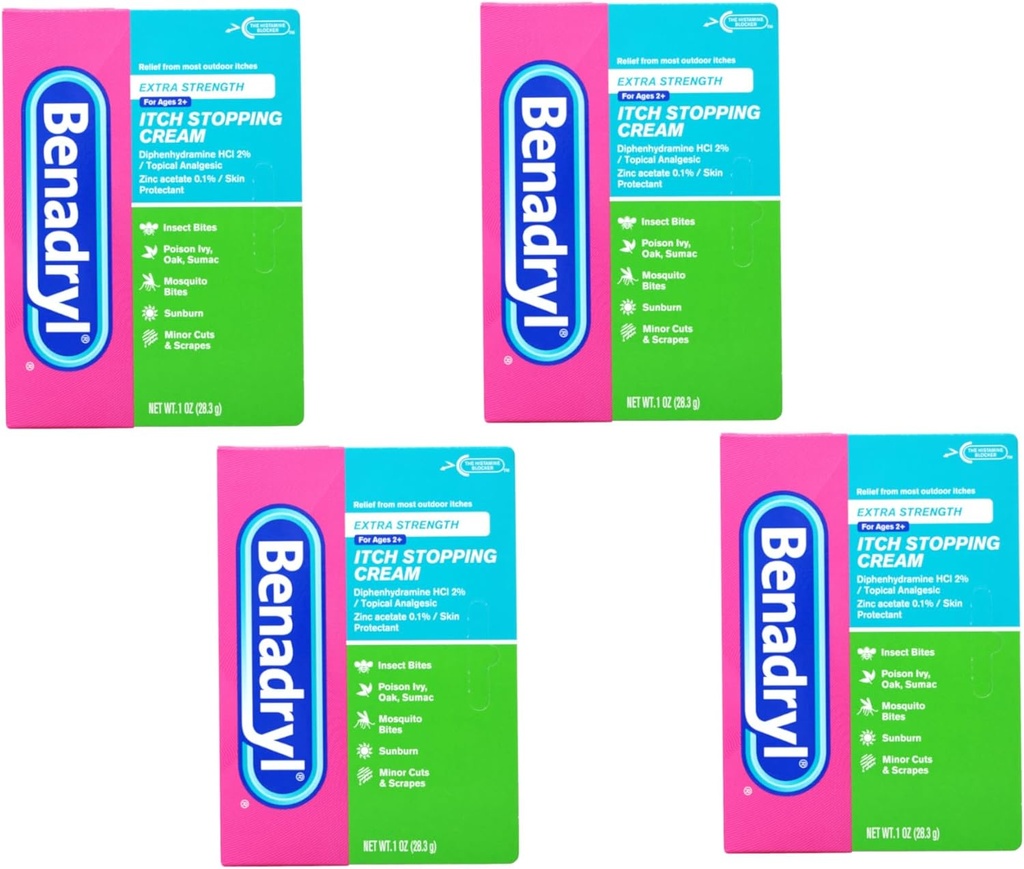 Benadryl Itch Stopping Cream תוספת כוח 1 oz (Pack of 4)