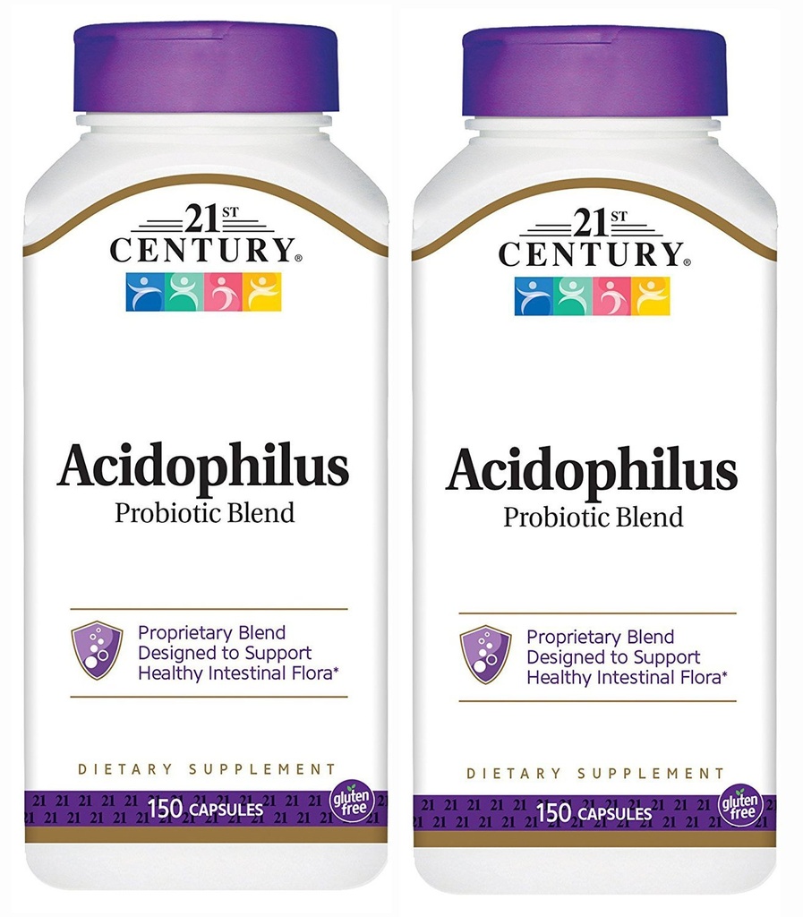 המאה ה-21 Acidophilus Probiotic כמוסות, 150-Count (Pack of 2)