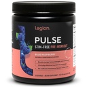 LEGION Pulse Pre Workout תוסף - All Natural Nitric Oxide Preworkout Drink to Boost Energy, Creatine Free, Sweetened, Alan Betaine, Citrulline, Alpha GPC (Caffeine Free Blue Razz)