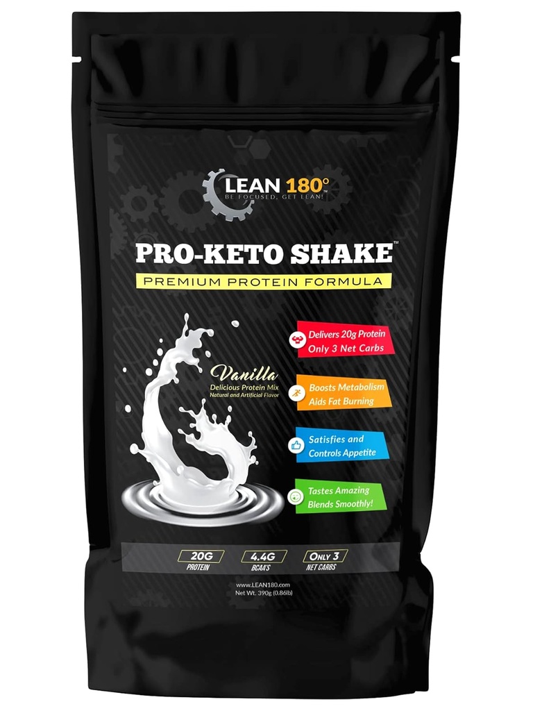 Pro Keto Shake - הטוב ביותר Tasting נמוך פחמימות נמוך סוכר רזה שקד עבור Keto וכל דיאטות ירידה במשקל (Vanilla)