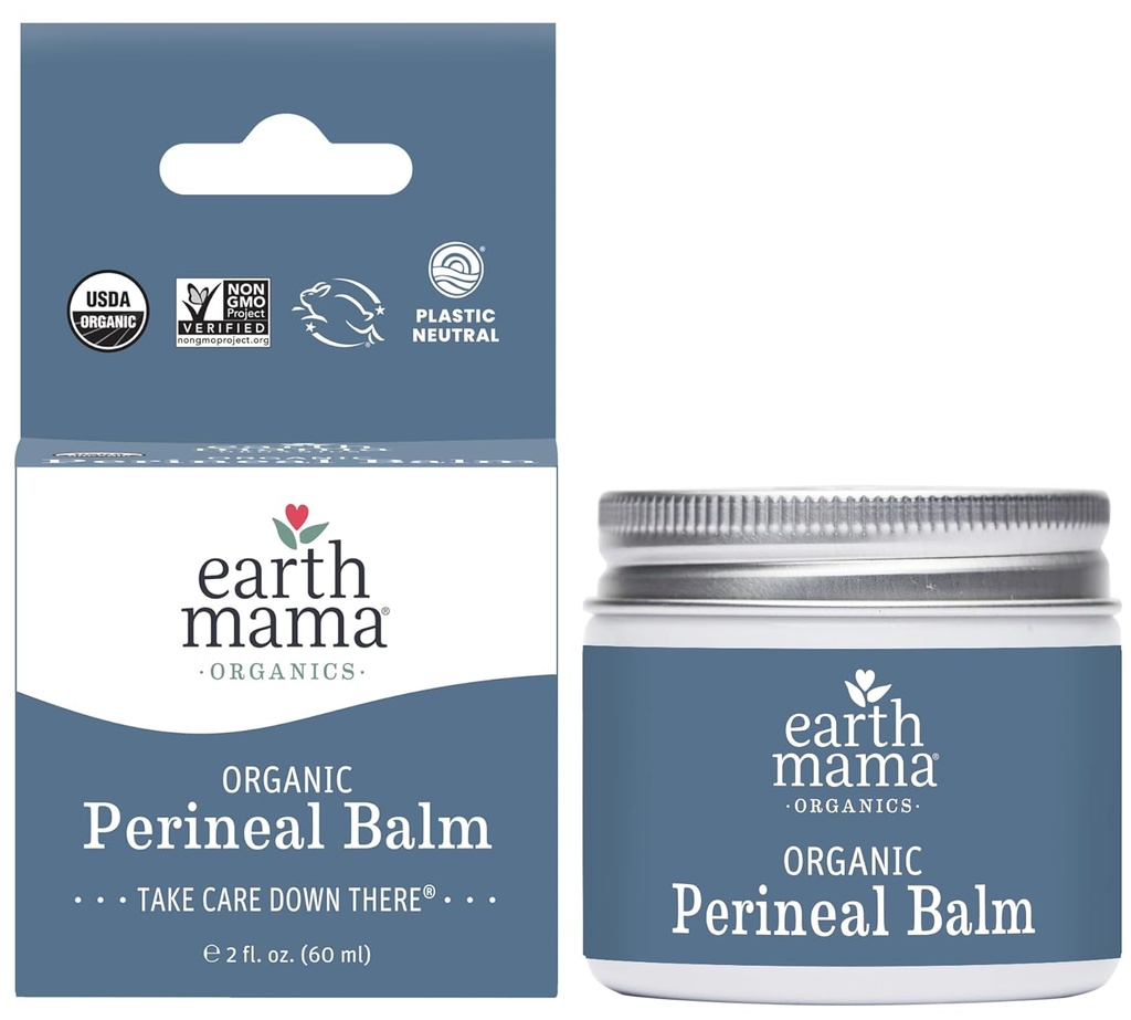 כדור הארץ אמא אורגנית Perineal Balm | באופן טבעי Cooling Herbal Salve עבור הריון ו- Postpartum הקלה עם Witch Hazel & Calendula, Feminine Care Essentials, No Benzocaine או Butane, 2-Fluid Ouncece