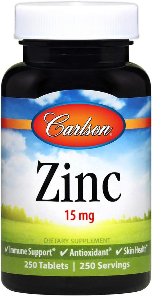 Carlson Labs Zinc, 15mg, 250 טבליות