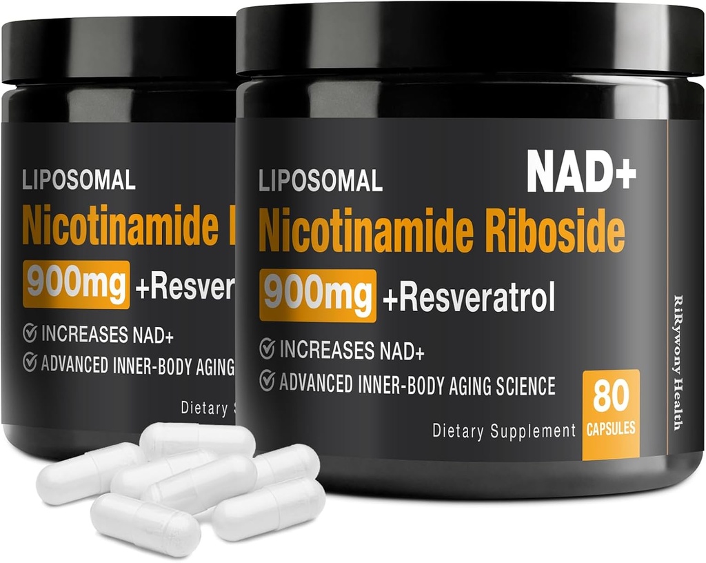 תוסף NAD - NAD+ עם Nicotinamide Riboside (NR) ו Resveratrol Quercetin 900 מ"ג אורגני טהור NAD Plus לתיקון תפקוד תאי הזדקנות בריא (2 Pack)