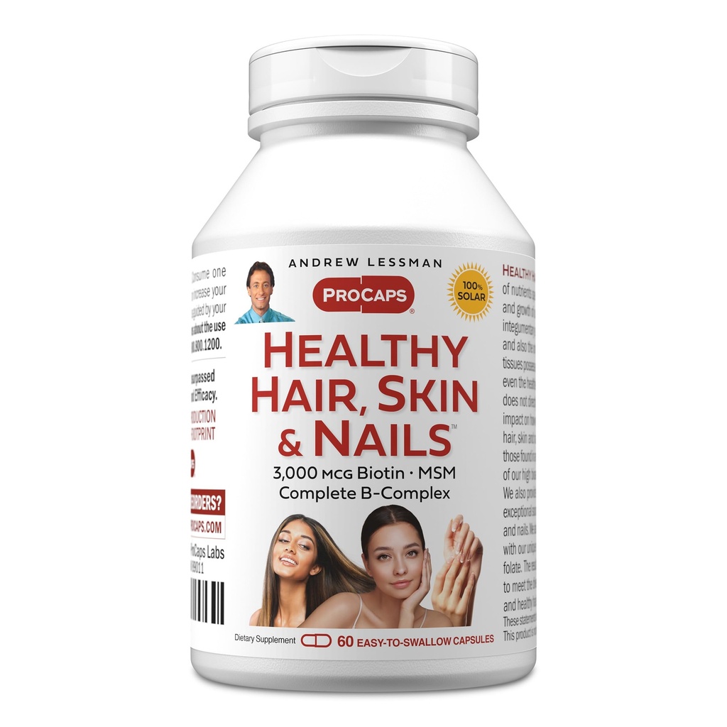 ANDREW LESSMAN בריאות שיער, עור וציפורים 60 קפסולות - 5000 mcg High Bioactivity Biotin, B-Complex. מקדם עור יפה, ציפורניים חזקות. אין תוספת של ויטמין צמיחת שיער תוסף ביוטין