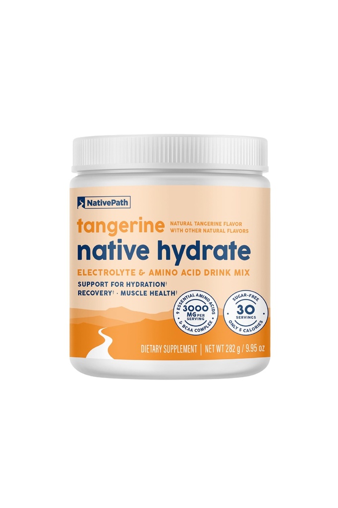 NativePath hydrote, Zero Sugar, Electrolytes אבקת עם BCAAs, Tangerine hydrotion, Keto & Paleo Friendly, 30 משרתים