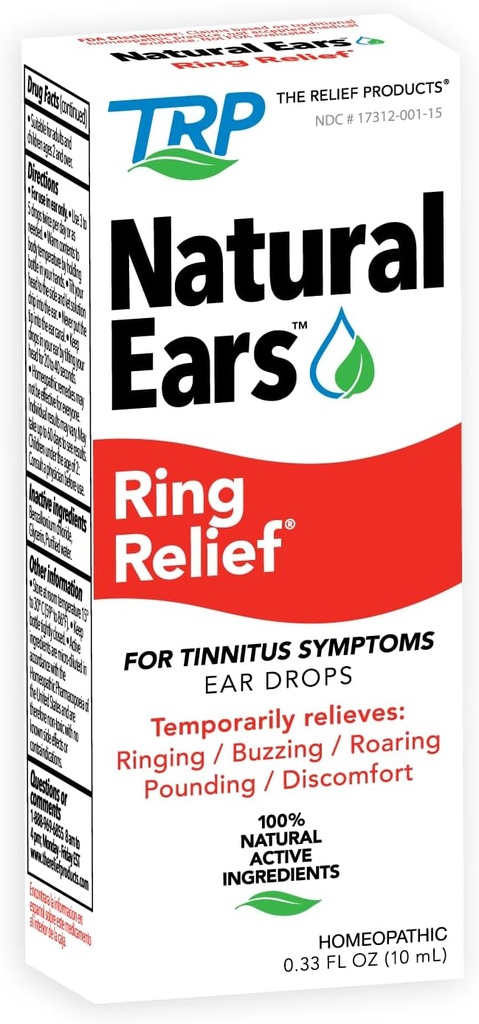 The Relief Products Ring עזרא טיפות פורמולה - 100% חומרים פעילים טבעיים טינטון הקלה לרינג אוזניים - 0.33 Fl. Oz.