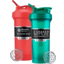 בלנדר בוטל קלאסי V2 Shaker בקבוק מושלם לשקיות חלבונים ו-Pre Workout, 28-Ounce (2 Pack), אדום, ירוק