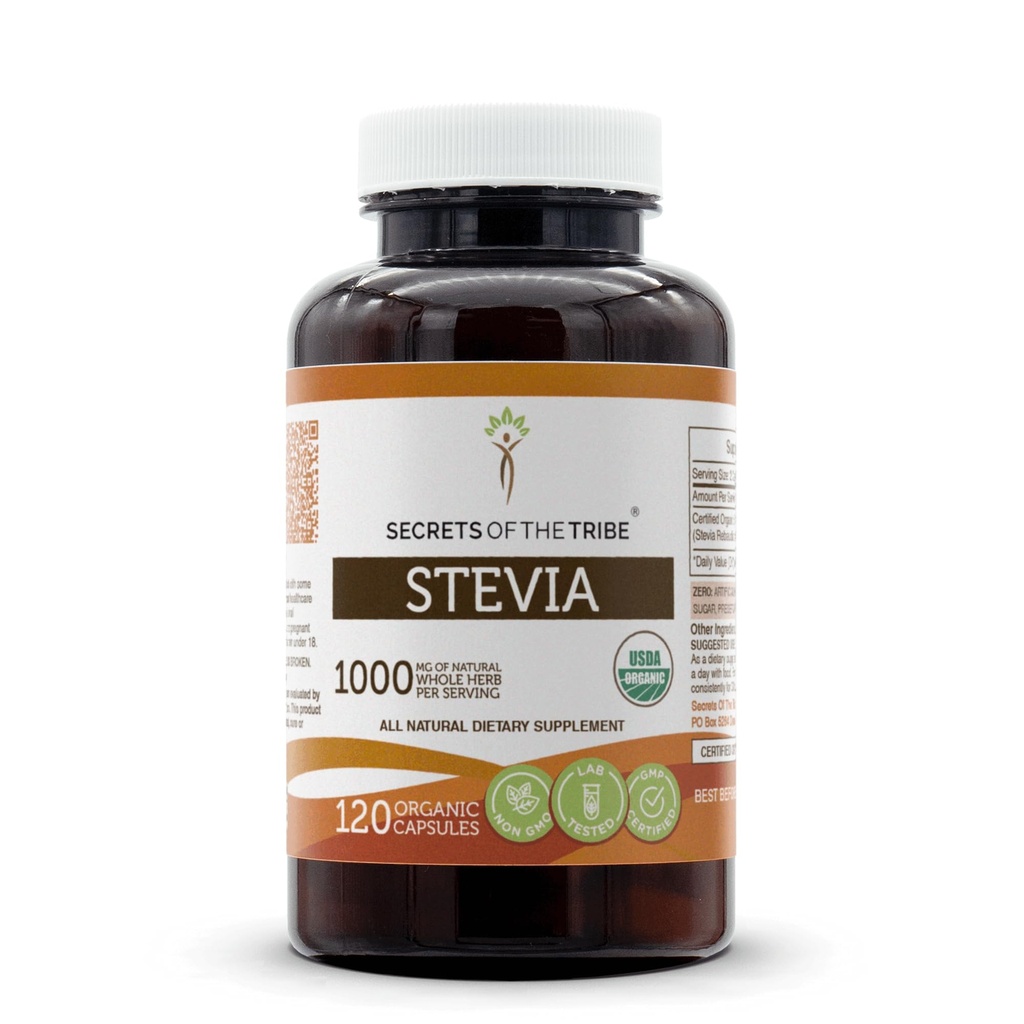Stevia 120 קפסולות, 1000 מ"ג, USDA אורגני Stevia (Stevia Rebaudiana) Dried Leaf (120 קפסולות)