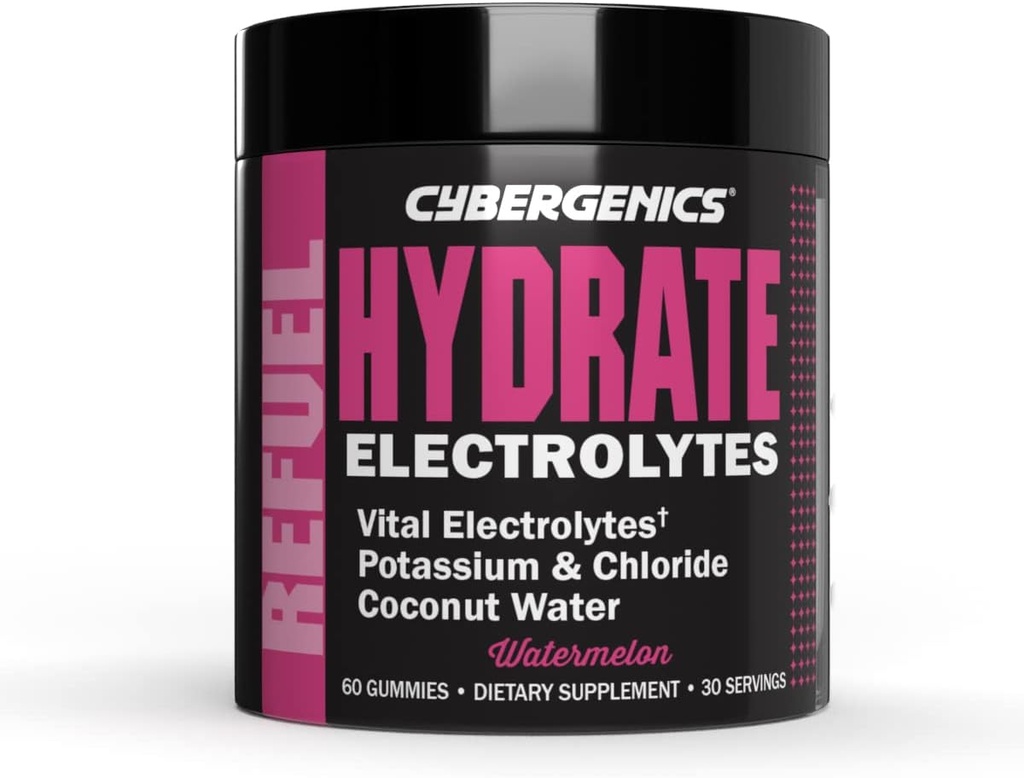 hydrote Gummies, Vital Electrolytes, תומך התאוששות, תמיכה הידרציה, עם מים קוקוס, פוטאסום צ'וריד, הידרציה, Watermelon Flavor, 60 מסטיקנים, 30 משרתים