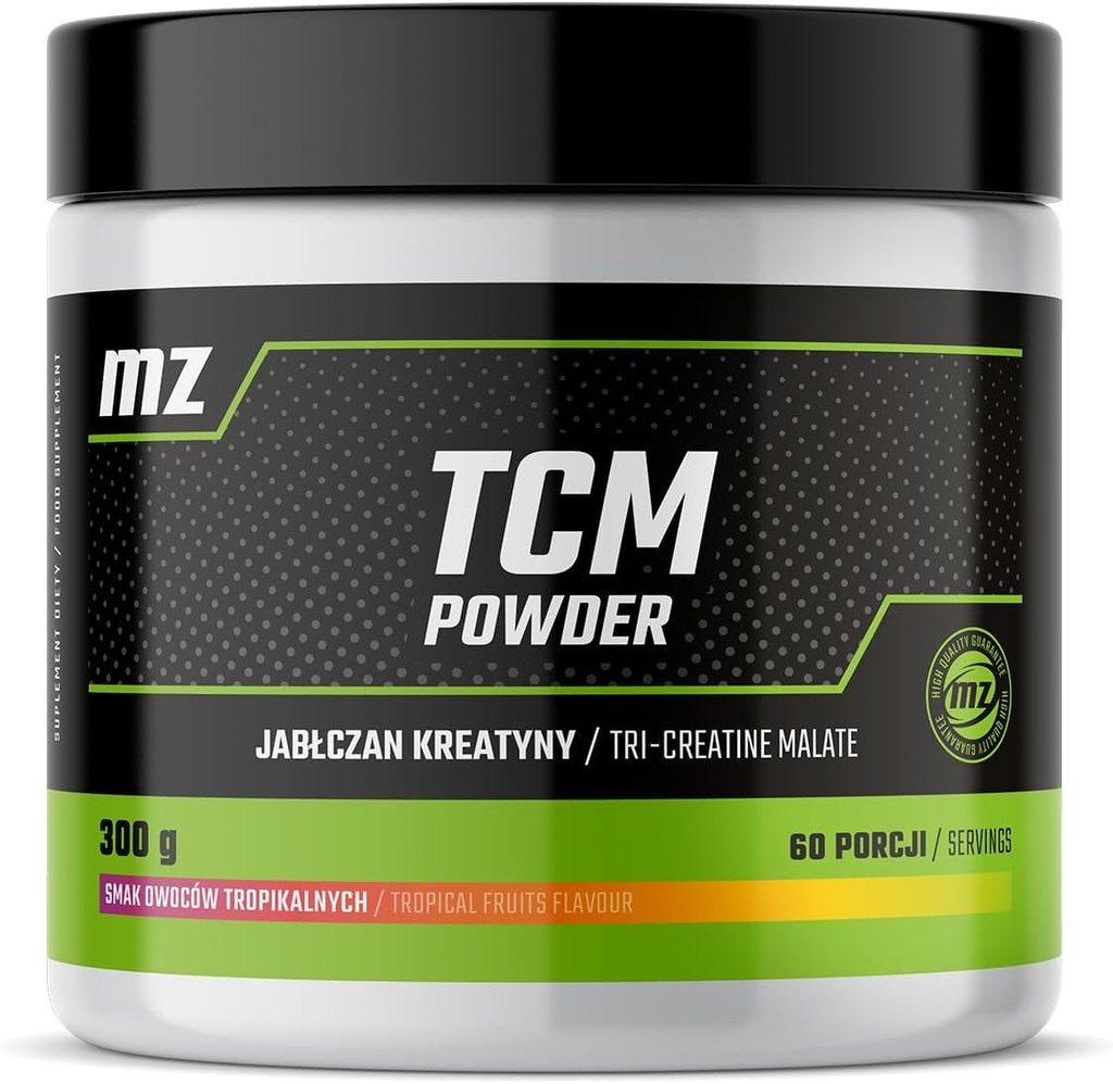 אבקת TCM 300g - Creatine Malate 5000 מ"ג לשרת - 60 משרתות לכל Pack - פירות טרופיים פלבדור - תוספת של ביצועים פיזיים משופרים - על ידי MZ