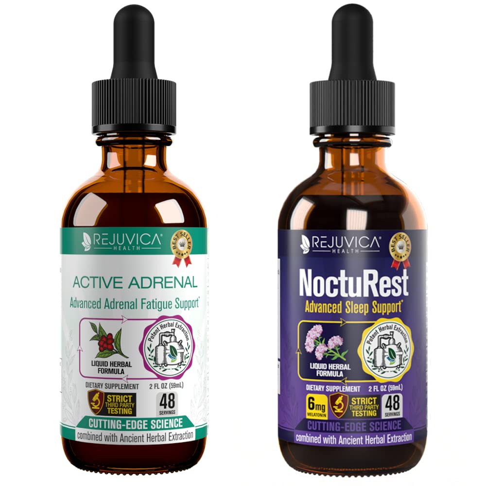 Active Adrenal + NoctuRest - תמיכה בריאות Adrenal + Sleep-נוזל משלוח עבור Better Absorption - Rhodiola, Hops, Holy Balatonin, Ashwagandha ועוד!