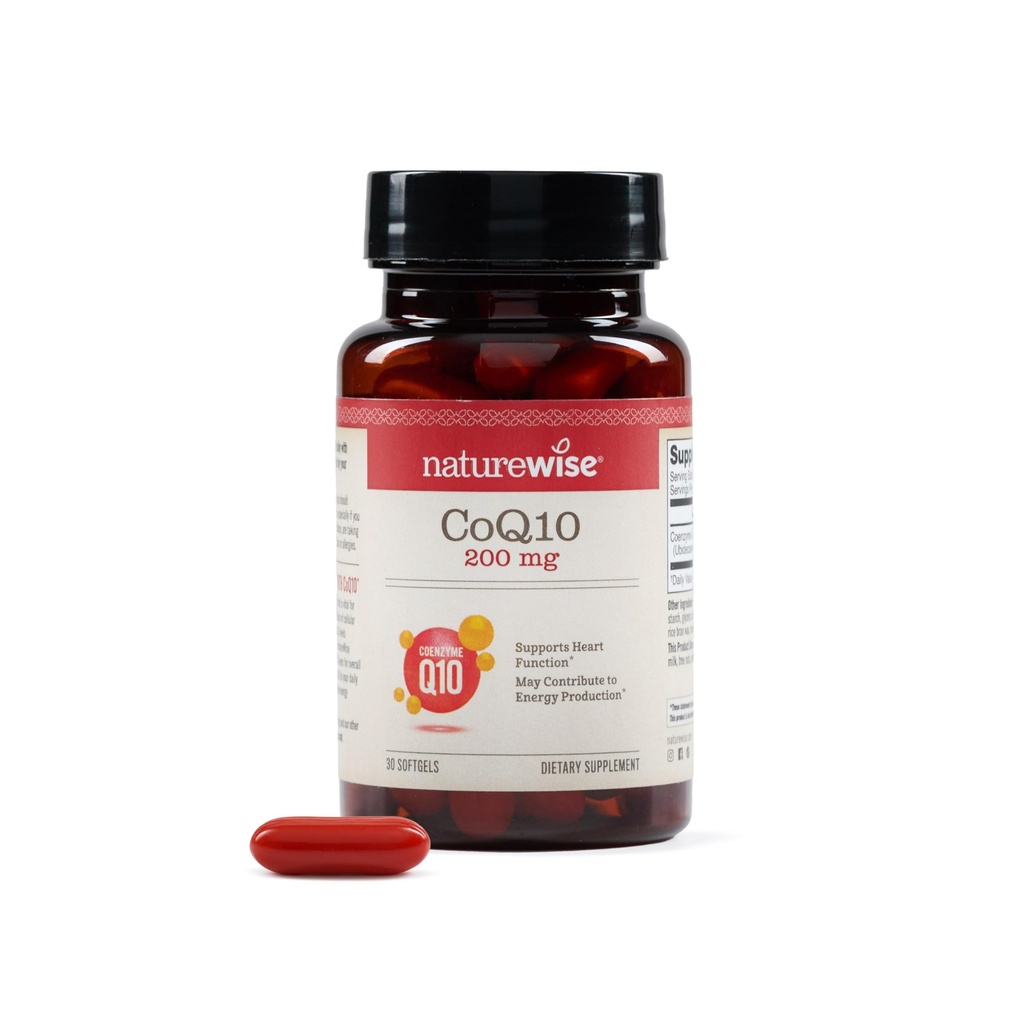 NatureWise CoQ10 200 מ"ג Softgels, High Potency Ubiquinone - תוסף Coenzyme Q10 - Antioxidant לבריאות הלב + אנרגיה - טבעוני, non-GMO, Gluten-Free - 30 Count[1-מונטה אספקת]