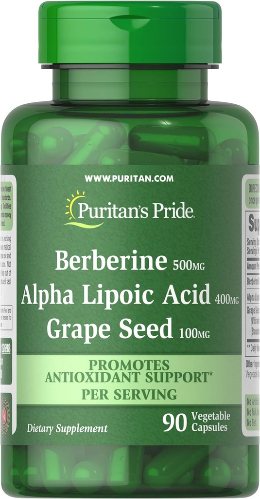 גאווה של פוריטנין, Alpha Lipoic Acid & Grape Seed, מקדם תמיכה אנטי-חמצן, 90 קפסולות ירקות