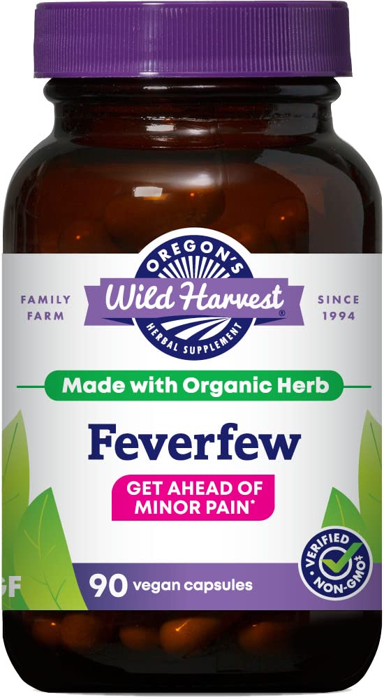 Wild non-GMO Feverfew (F.D), תוספי צמחי מרפא אורגניים, 90 הרוזן