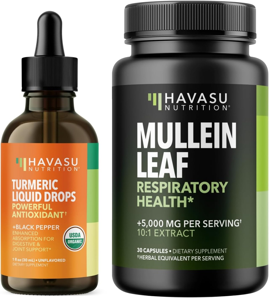 אורגני Turmeric נוזל + מולליין Leaf קפסולות Bundle