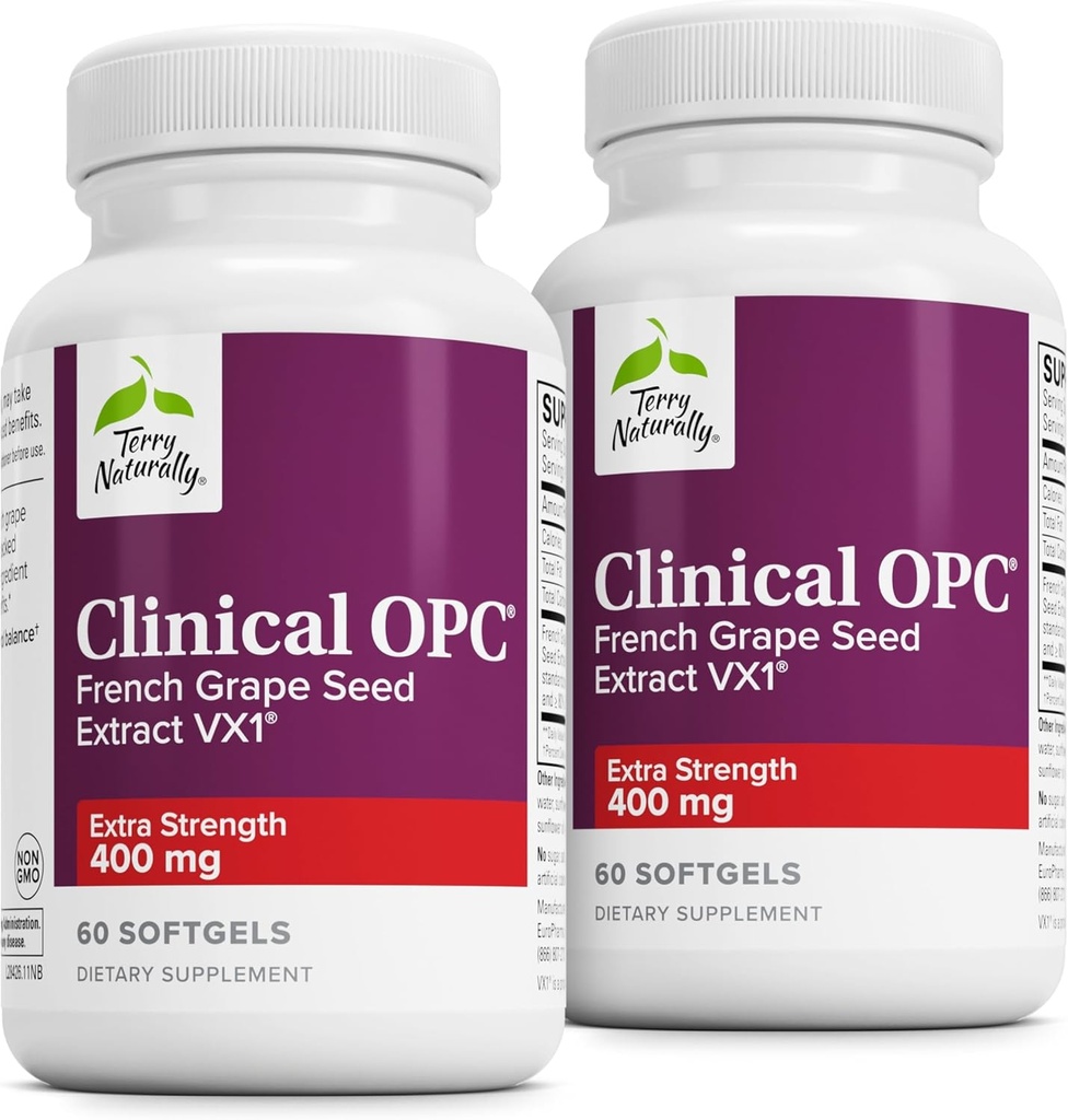 טרי באופן טבעי Clinical OPC תוספת כוח - Cardiovascular Health & Focus תמיכה - תוספת עם Grape Seed Extractd - תוספת תמיכה של 60 Softgels (Pack של 2)