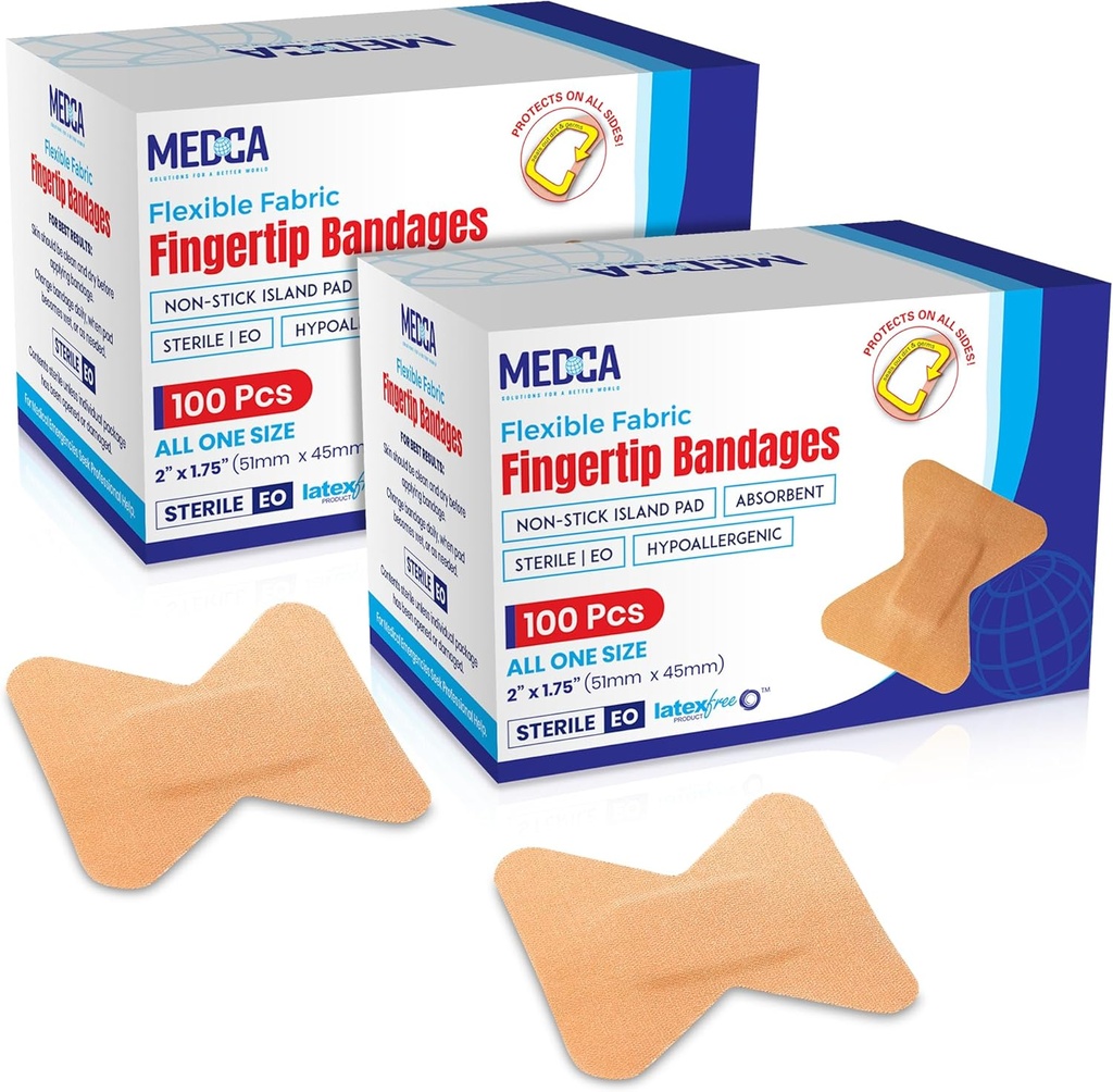 Flex הבד Adhesive Bandages - Finger-Tip Bandages for Finger Care and Protect Wounds fromזיהומים - (200 Count)
