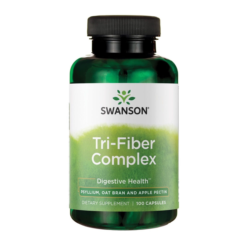Swanson Tri-Fiber Complex - תוסף בריאות תזונתי שנוצר עם Psyllium, Oat Bran ו-Apple Pectin - (100 קפסולות)