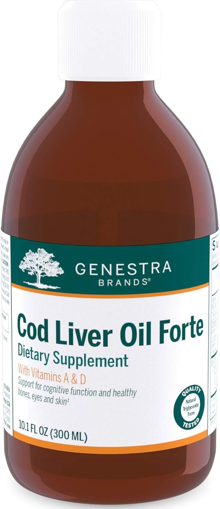 Genestra Brands Cod Liver Oil Forte | ויטמין + Essential Fatty Acid תוסף | 10.1 fl. oz.