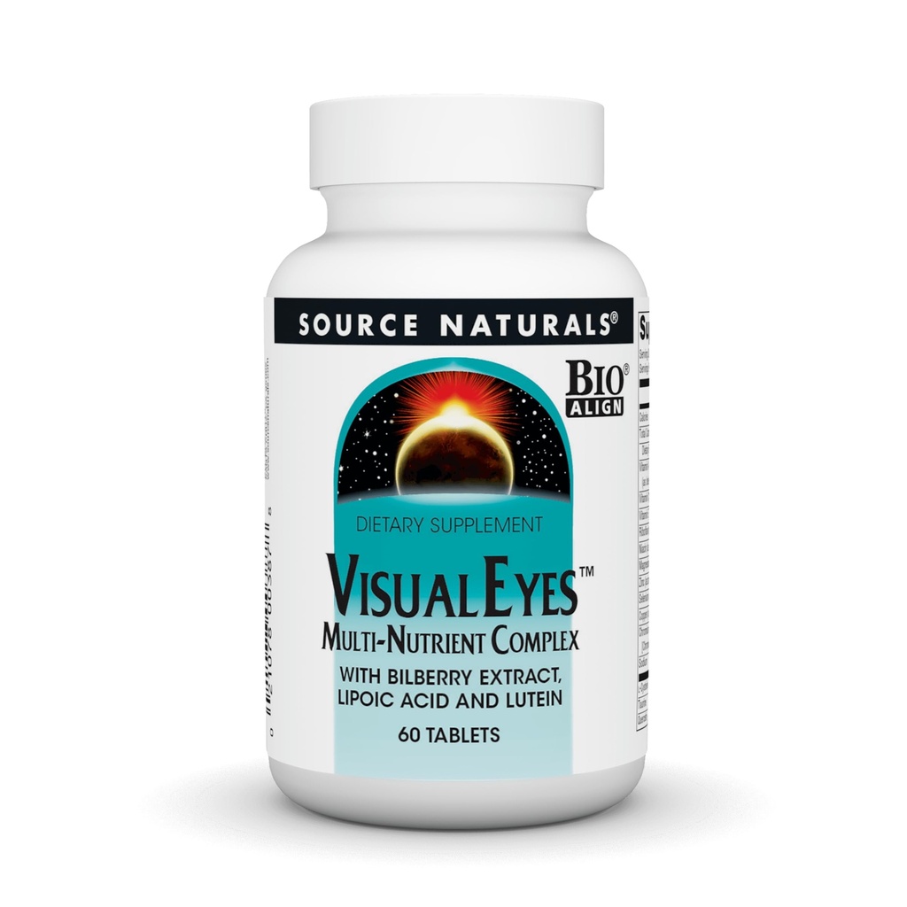 מקור Naturals Visual Eyes Dietary Supplement - Multi-Nutrient Complex with Bilberry Extract, Lipoic Acid ו Lutein - 60 טבליות
