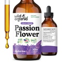 Wild & Organic Passion Flower Tincture - Mood Support - Calming Passionflower תוסף - Passiflora Incarna Liquid Extracts - טבעוני, סוכר ואלכוהול חינם Herb טיפות - 4 fl oz