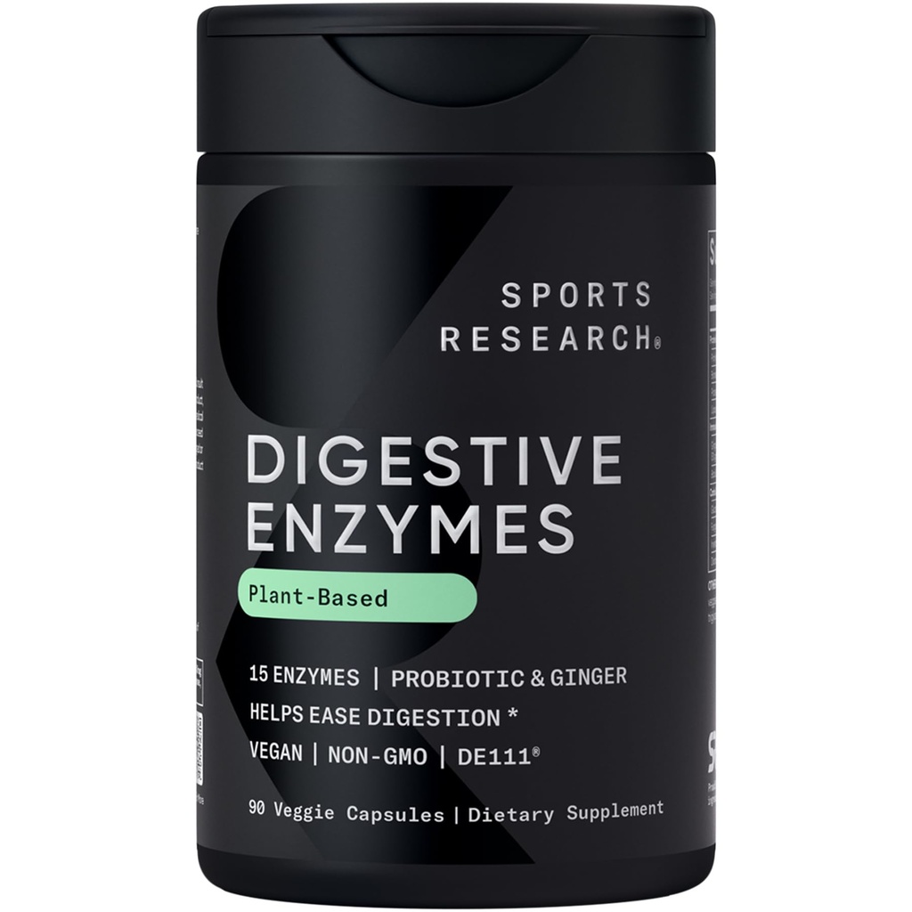 ספורט מחקר Enzymes עם Probiotics & ג'ינג'ר - צמחים המבוססים על חלב, חלבונים, סוכר ופחמימות - Non-GMO מאומתים וידידותית טבעונית (90 Veggie כמוסות)