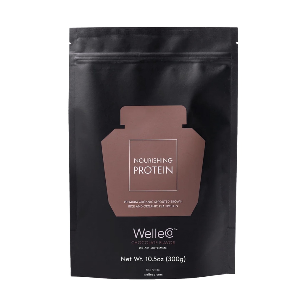 WelleCo Plant-Based Chocolate Protein Powder, Organic Brown Rice & Pea Blend, 16g Protein per Serving, Dairy-Free Supplement for Energy, Recovery & Daily Nutrition, 10.5 oz